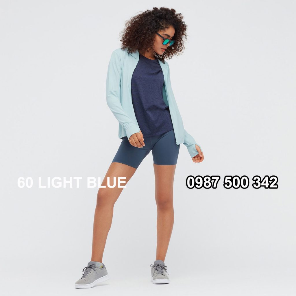 Áo chống nắng nữ AIRism hoodie chống UV vải mắt lưới mẫu mới 2021 mã 433703 màu xanh da trời 60 LIGHT BLUE